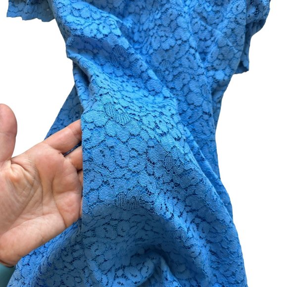 Banana Republic L Cornflower Blue Lace Flutter Sleeve Collared Polo Knee Length - Picture 10 of 14